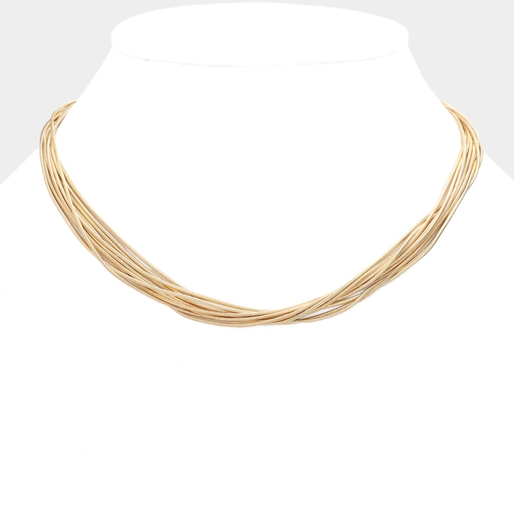 Gold Simple MultiLayered Chain Necklace Casual Womens Jewelry Style Metal